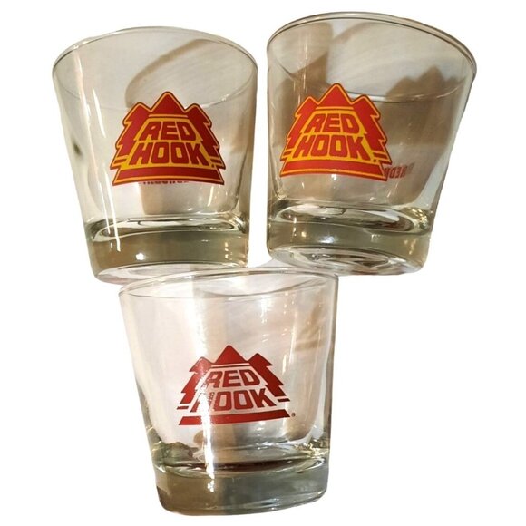 Red Hook Logo‎ Whiskey Rock Glasses Set Of 3 - Picture 2 of 6